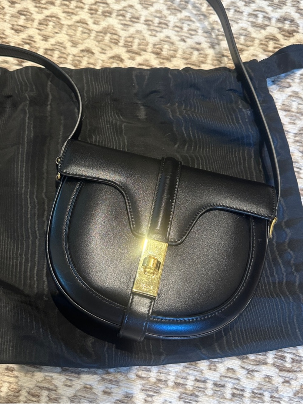 Celine Black Leather 16 Besace bag